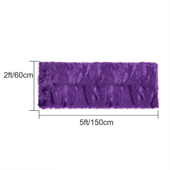 Soft Faux Fur Rug Indoor Fluffy Area Rugs Rectangle Floor Mat 2 x 5ft Purple - Picture 5 of 6